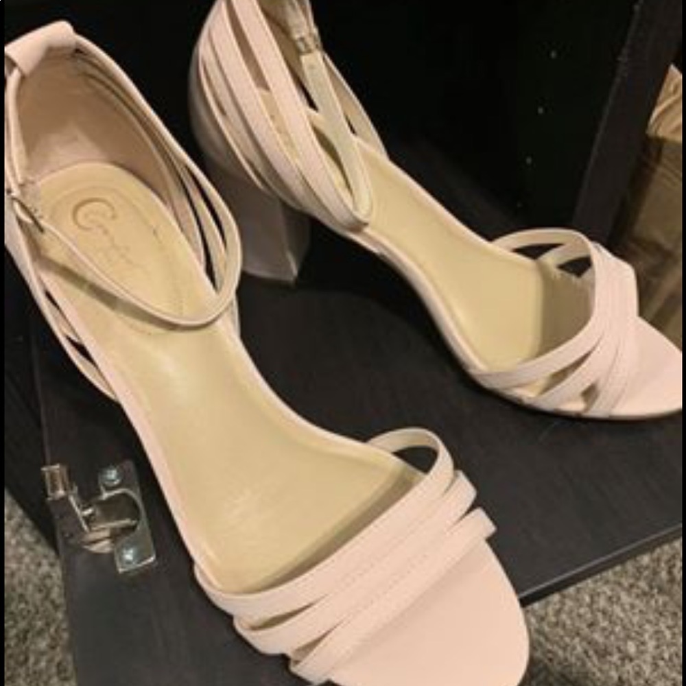 Strappy Pale Dogwood heeled sandals